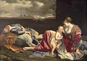 残りのエジプトへの飛行、1628 作： Orazio Gentileschi
